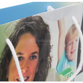 Papieren tas 170 g/m² - A3 liggend - wit - all over bedrukt - katoenen koord