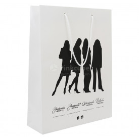 Luxe papieren tas 190 g/m² - A3 - zwart/wit - glanslaminaat - katoenen koord