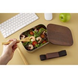 Madera RCS lunchbox 1.7L - gerecycled RVS - houten deksel - afsluitring
