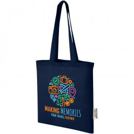Madras 140 g/m2 draagtas van GRS gerecycled katoen 7 l-Navy