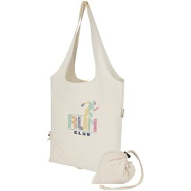 Madras Blend 140 g/m² GRS-gecertificeerde, gerecyclede, opvouwbare katoenen draagtas, 7 liter-Natuur
