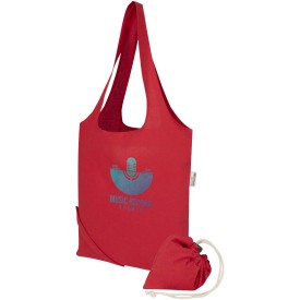 Madras Blend 140 g/m² GRS-gecertificeerde, gerecyclede, opvouwbare katoenen draagtas, 7 liter-Rood