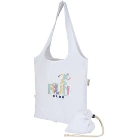 Madras Blend 140 g/m² GRS-gecertificeerde, gerecyclede, opvouwbare katoenen draagtas, 7 liter-Wit