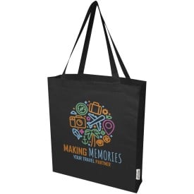 Madras draagtas van 140 g/m² GRS gerecycled katoen met inzetstuk-Zwart