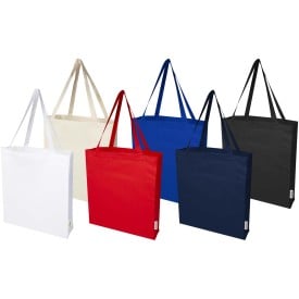 Madras shopper - gerecycled katoen- 140g/m² - 38 x 41 x 8,5cm - blokbodem en zijvouw - lange hengsels