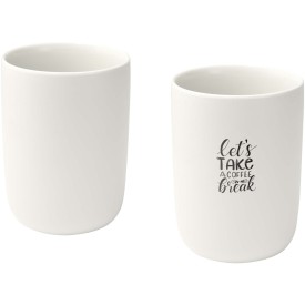 Male keramische bekers van 350 ml, set van 2-Wit