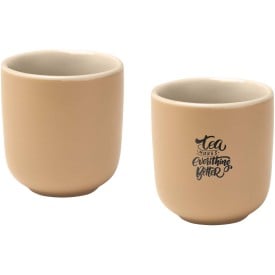 Male keramische espressokopjes van 90 ml, set van 2-Oatmeal