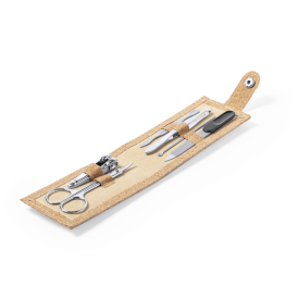 Manicure set - RVS en kurk - 6-delig - in etui