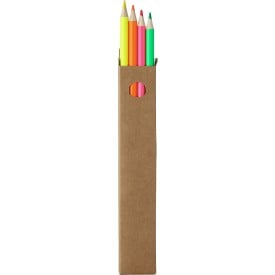 Markeerset - hout - 4 kleuren - 4 potloden - in papieren doos