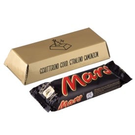 Mars goudstaafje chocolade bar - 51 gram - verpakt kartonnen goudstaaf doos