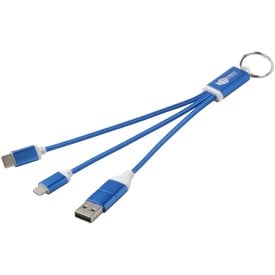 4 in 1 oplaadkabel - 10W - gerecycled metaal - sleutelhanger