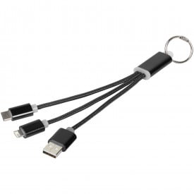 3 in 1 oplaadkabel - metaal - sleutelhanger