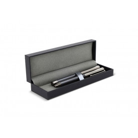 Pennenset - metaal - blauwe inkt - balpen en rollerbalpen - geschenkverpakking