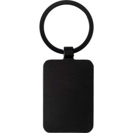 Brigitte rechthoek sleutelhanger - metaal - 4.3 cm - bamboe detail