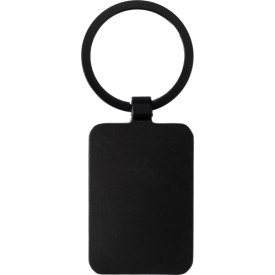 Brigitte rechthoek sleutelhanger - metaal - 4.3 cm - bamboe detail