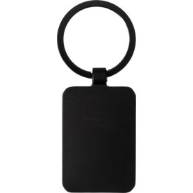 Brigitte rechthoek sleutelhanger - metaal - 4.3 cm - bamboe detail