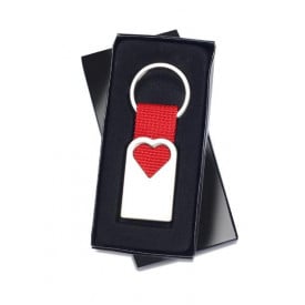 Bonheur sleutelhanger - metaal - 5.5 cm - polyester bandje - hartvormige uitsparing