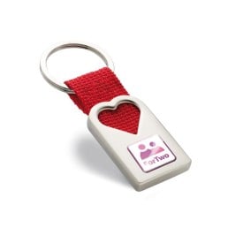 Bonheur sleutelhanger - metaal - 5.5 cm - polyester bandje - hartvormige uitsparing