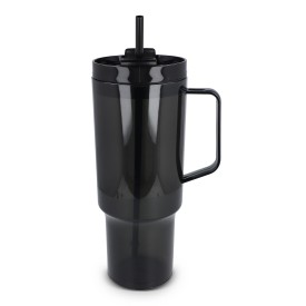Miami beker met handvat transparant 1.2 L R-PET-Transparant zwart