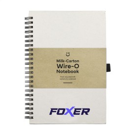 Notitieboek - A5 - gereyclede melkpakken - 70 vellen - gelinieerd - wire-o-binding - penlus