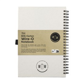 Notitieboek - A5 - gereyclede melkpakken - 70 vellen - gelinieerd - wire-o-binding - penlus