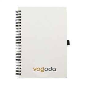 Notitieboek - A5 - gereyclede melkpakken - 70 vellen - gelinieerd - wire-o-binding - penlus