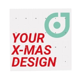 Adventskalender met standaard en ophangoog - 24 merkchocolaatjes - volledig bedrukt