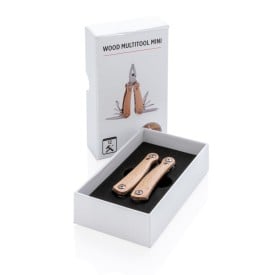Mini multitool - hout en RVS - 12 functies - in geschenkverpakking