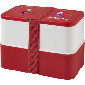 MIYO dubbellaagse lunchtrommel-Rood, wit, rood