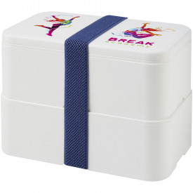 MIYO dubbellaagse lunchtrommel-Wit, wit, blauw