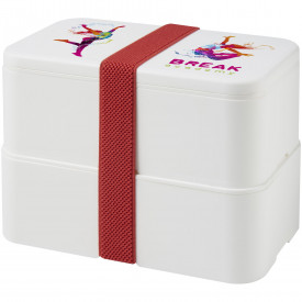 MIYO dubbellaagse lunchtrommel-Wit, wit, rood