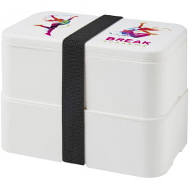 MIYO dubbellaagse lunchtrommel-Wit, wit, zwart