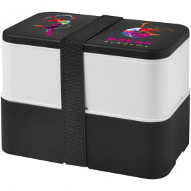 MIYO dubbellaagse lunchtrommel-Zwart, wit, zwart