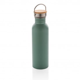 Moderne roestvrijstalen fles met bamboe deksel-Groen