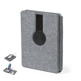 Morrison notitieblok - A5 - 64 vellen - gerecycled plastic kaft - inclusief 10W draadloze oplader