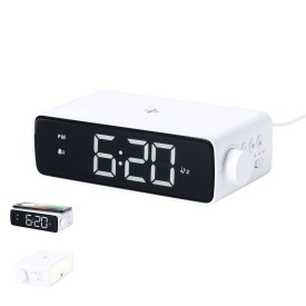 Multifunctionele wekker - kunststof - draadloos opladen 10W - LED lamp