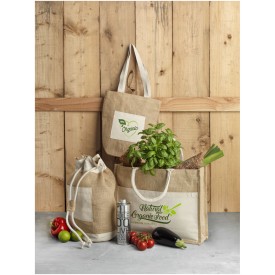 Mumbay draagtas 18 L - jute/canvas - 320 g/m² - Oeko-tex - groot hoofdvak - makkelijk toegankelijke voorvak