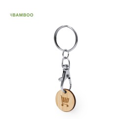 Inoki sleutelhanger - metaal - bamboe winkelwagenmuntje