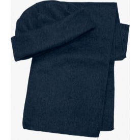 Muts en sjaal van fleece-Blauw-Zonder opdruk