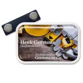 Naambadge - 4.3 x 7 cm - kunststof - magnetisch