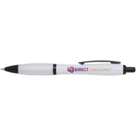Nash balpen van gerecycled plastic met zwarte rand (zwarte inkt)-Wit