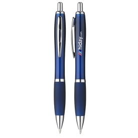 Nash gekleurde balpen - kunststof - blauwe inkt - metalen clip-Navy