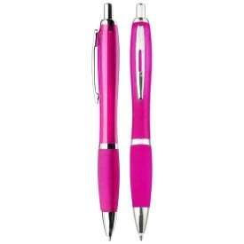Nash gekleurde balpen - kunststof - blauwe inkt - metalen clip-Roze