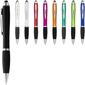 Nash stylus balpen - kunststof - blauwe inkt - metalen details - zwarte grip