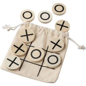 Waltraud strategisch spel - hout - Tic Tac Toe - verpakt in katoenen zakje