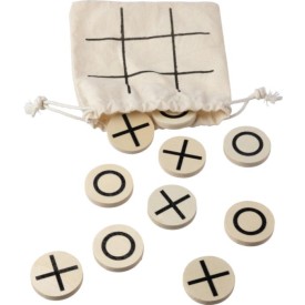 Waltraud strategisch spel - hout - Tic Tac Toe - verpakt in katoenen zakje