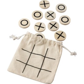 Waltraud strategisch spel - hout - Tic Tac Toe - verpakt in katoenen zakje