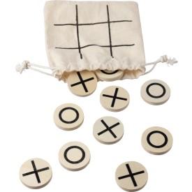 Waltraud strategisch spel - hout - Tic Tac Toe - verpakt in katoenen zakje