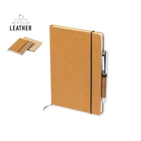Nauthax notitieboek - A5+ - gereycled leer - 100 vellen - inclusief balpen