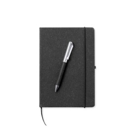 Nauthax notitieboek met pen - A5+ - 100 vellen - gerecycled lederen kaft-Zwart
